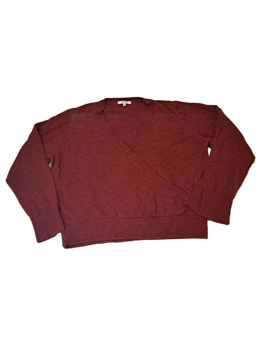 Madewell Womens Wrap-Front Burgundy Cozy Pullover Sweater Size XXL